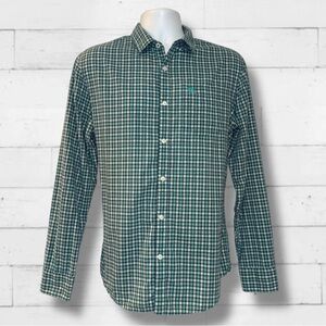Original Penguin Men’s Classic Plaid Button-Down Shirt Green Blue Check Size M